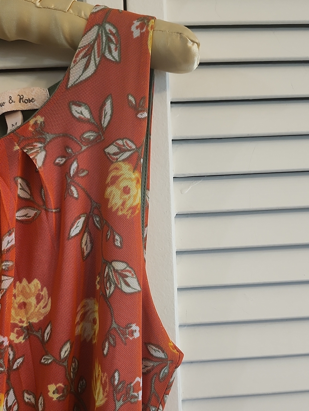 Sleeveless Rust Floral Maxi Dress with Tie Waist - Picture 6 of 10